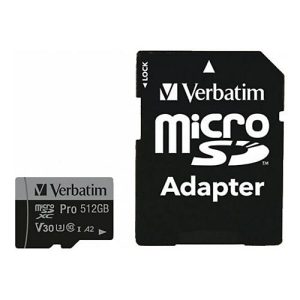 Verbatim PRO U3 – Flash-Speicherkarte (microSDXC-an-SD-Adapter inbegriffen) – 512 GB – A2 / UHS-I U3 / Class10 – microSDXC UHS-I