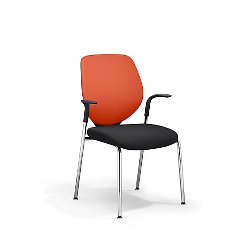 Vierfuß GIROFLEX 353, Polster, Präzisionsstahlrohr stapelbar, m. Armlehnen, orange/schwarz