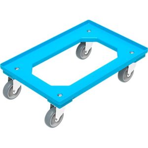 WALTHER Rollwagen 6410 V1, ABS Kunststoff, himmelblau, Ladefläche L 600 x B 400 mm, 4 Lenkrollen, bis 300 kg