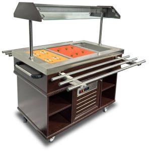 Heisses Buffet, Wärmebuffet mit Tablettrutsche für 3x GN1/1 Heisses Buffet, Wärmebuffet mit Tablettrutsche für 3x GN1/1