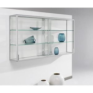 Wand-Präsentationsvitrine, 2020 x 300 x 1020 mm, silber Wand-Präsentationsvitrine, 2020 x 300 x 1020 mm, silber