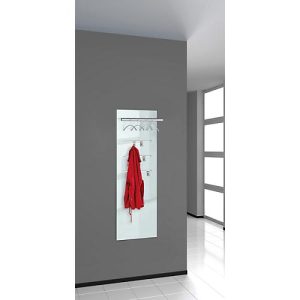 Wandgarderobe Lugano Glas, Holz und Glas, 4 Bügel und 4 Haken, Breite 500 mm Wandgarderobe Lugano Glas, Holz und Glas, 4 Bügel und 4 Haken, Breite 500 mm