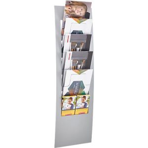 Wandprospekthalter, B 310 x T 100 x H1020 mm, für alle Formate, weißaluminium, Metall Wandprospekthalter, B 310 x T 100 x H1020 mm, für alle Formate, weißaluminium, Metall