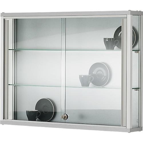 Wandvitrine, einhängend, 2 verstellbare Glasböden, abschließbare Schiebetüren, ESG-Sicherheitsglas, B 1000 x T 200 x H 800 mm