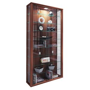 Wandvitrine Vitrosa Maxi, mit LED-Beleuchtung, 8 Einlegeböden, 2 Flügeltüren, B 590 x T 180 x H 1140 mm, Glas & Holz, Kern-Nussbaum-Dekor Wandvitrine Vitrosa Maxi, mit LED-Beleuchtung, 8 Einlegeböden, 2 Flügeltüren, B 590 x T 180 x H 1140 mm, Glas & Holz, Kern-Nussbaum-Dekor