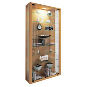Wandvitrine Vitrosa Maxi, ohne LED-Beleuchtung, 8 Einlegeböden, 2 Flügeltüren, B 590 x T 180 x H 1140 mm, Glas & Holz, Buche-Dekor Wandvitrine Vitrosa Maxi, ohne LED-Beleuchtung, 8 Einlegeböden, 2 Flügeltüren, B 590 x T 180 x H 1140 mm, Glas & Holz, Buche-Dekor
