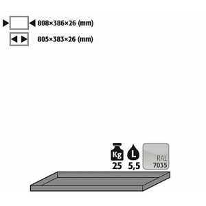 Wannenboden Standard für asecos Chemikalienschränke, Stahlblech, lichtgrau, B 808 x T 386 x H 50 mm, 8,5 l, bis 25 kg Wannenboden Standard für asecos Chemikalienschränke, Stahlblech, lichtgrau, B 808 x T 386 x H 50 mm, 8,5 l, bis 25 kg
