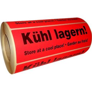 Warnetiketten, Kühl lagern, 500 Stück Warnetiketten, Kühl lagern, 500 Stück