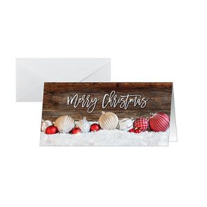 Weihnachtsmotiv-Karte ‚Red and white Christmas with dark wood‘, DIN lang (2/3 A4), 250g/m², 25 Stück, Weißkarton, Inkjet- & Laserdrucker Weihnachtsmotiv-Karte ‚Red and white Christmas with dark wood‘, DIN lang (2/3 A4), 250g/m², 25 Stück, Weißkarton, Inkjet- & Laserdrucker