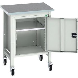 Werkbank Bott verso, Linoleum-Platte, 1 Tür & 1 Ablageboden, B 700 x T 600 x H 930 mm, Lichtgrau Werkbank Bott verso, Linoleum-Platte, 1 Tür & 1 Ablageboden, B 700 x T 600 x H 930 mm, Lichtgrau