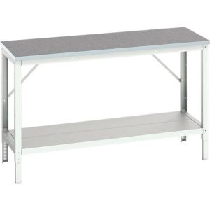 Werkbank Bott verso, Linoleum-Platte, mit Ablageboden, B 1500 x T 600 x H 780 – 930 mm, RAL 7035 Lichtgrau Werkbank Bott verso, Linoleum-Platte, mit Ablageboden, B 1500 x T 600 x H 780 – 930 mm, RAL 7035 Lichtgrau