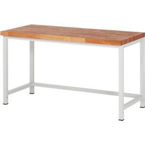 Werkbank Serie 8000, stationär, höhenverstellbar, Arbeitsplatte Buche-Massiv, B 1500 x T 700 x H 840-1040 mm