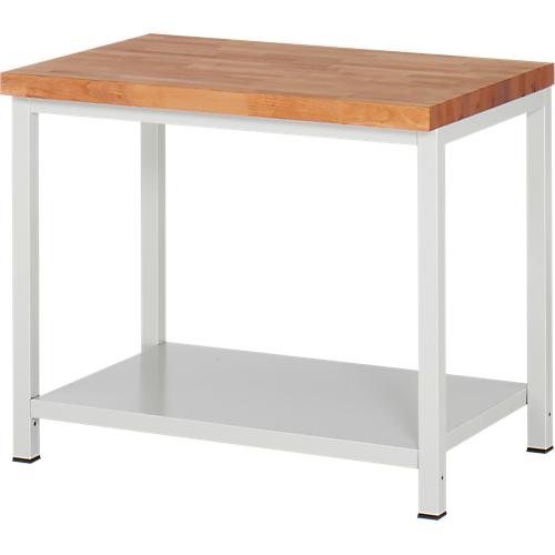 Werkbank Serie 8000, stationär, Stahlblech-Ablageboden, B 1000 x T 700 x H 840 – 1040 mm