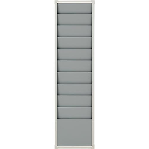 Werkstattplaner Eichner, 1-bahnig, 10 Schienen, für bis zu 10 Auftragstaschen des Formates A4, B 315 x H 1282 mm, Kunststoff, grau