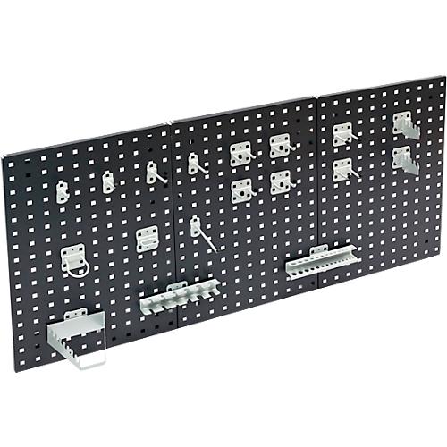 Werkzeughalter Set ADB, 18-teilig, für Lochwände mit 4-Kantlochung 10 x 10 mm & Lochabstand 38 mm, Stahl pulverbeschichtet, weißaluminium RAL 9006