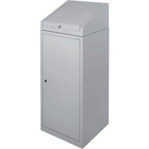 Werkzeugschrank mit Schreibpult, Flügeltür, 2 Böden, 1 Schub, B 500 x T 500 x H 1200 mm, abschließbar, weißaluminium