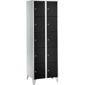 Wertfachschrank 300 mm, 2 Abteile, 10 Fächer, Sicherheitszylinderschloss, Fuß, tiefschwarz Wertfachschrank 300 mm, 2 Abteile, 10 Fächer, Sicherheitszylinderschloss, Fuß, tiefschwarz