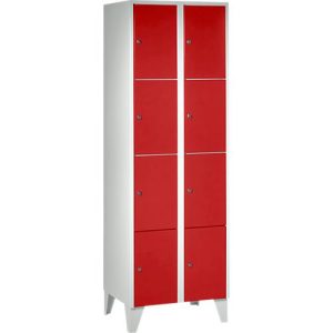 Wertfachschrank 300 mm, 2 Abteile, 8 Fächer, Sicherheitszylinderschloss, Fuß, feuerrot Wertfachschrank 300 mm, 2 Abteile, 8 Fächer, Sicherheitszylinderschloss, Fuß, feuerrot