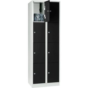 Wertfachschrank 300 mm, 2 Abteile, 8 Fächer, Sicherheitszylinderschloss, Sockel, tiefschwarz Wertfachschrank 300 mm, 2 Abteile, 8 Fächer, Sicherheitszylinderschloss, Sockel, tiefschwarz
