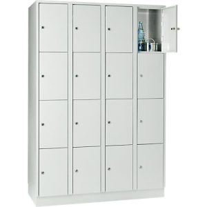 Wertfachschrank 300 mm, 4 Abteile, 16 Fächer, Sicherheitszylinderschloss, Sockel, lichtgrau Wertfachschrank 300 mm, 4 Abteile, 16 Fächer, Sicherheitszylinderschloss, Sockel, lichtgrau