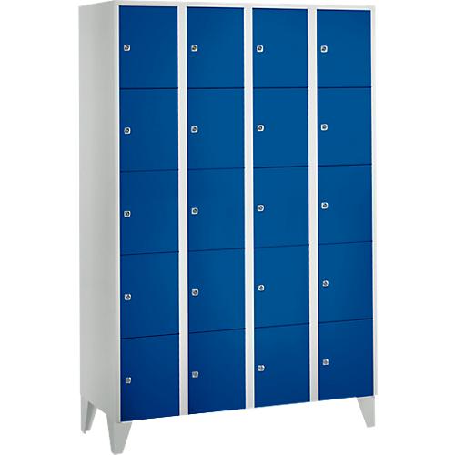 Wertfachschrank 300 mm, 4 Abteile, 20 Fächer, Sicherheitszylinderschloss, Fuß, enzianblau