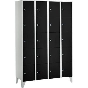 Wertfachschrank 300 mm, 4 Abteile, 20 Fächer, Sicherheitszylinderschloss, Fuß, tiefschwarz Wertfachschrank 300 mm, 4 Abteile, 20 Fächer, Sicherheitszylinderschloss, Fuß, tiefschwarz
