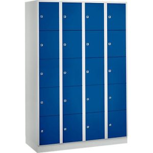Wertfachschrank 300 mm, 4 Abteile, 20 Fächer, Sicherheitszylinderschloss, Sockel, enzianblau Wertfachschrank 300 mm, 4 Abteile, 20 Fächer, Sicherheitszylinderschloss, Sockel, enzianblau