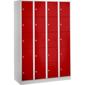 Wertfachschrank 300 mm, 4 Abteile, 20 Fächer, Sicherheitszylinderschloss, Sockel, feuerrot Wertfachschrank 300 mm, 4 Abteile, 20 Fächer, Sicherheitszylinderschloss, Sockel, feuerrot