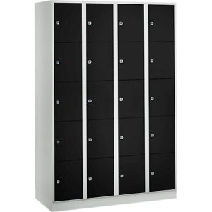 Wertfachschrank 300 mm, 4 Abteile, 20 Fächer, Sicherheitszylinderschloss, Sockel, tiefschwarz Wertfachschrank 300 mm, 4 Abteile, 20 Fächer, Sicherheitszylinderschloss, Sockel, tiefschwarz