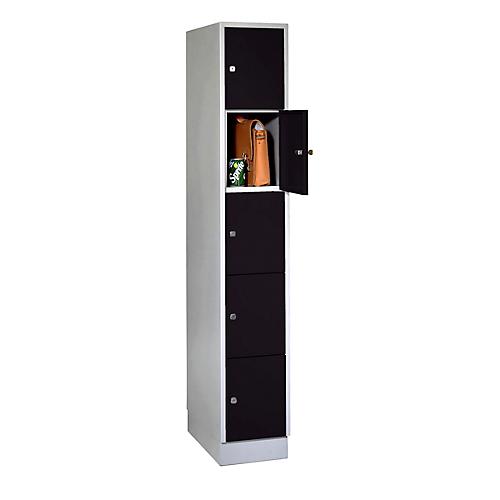 Wertfachschrank, mit Sockel, Fächeranzahl 5, Fachbreite 300 mm, Sicherheitszylinderschloss, tiefschwarz