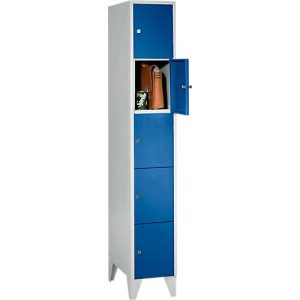 Wertfachschrank, mit Stollenfüße, Fächeranzahl 5, Fachbreite 300 mm, Sicherheitszylinderschloss, enzianblau Wertfachschrank, mit Stollenfüße, Fächeranzahl 5, Fachbreite 300 mm, Sicherheitszylinderschloss, enzianblau