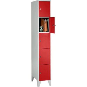 Wertfachschrank, mit Stollenfüße, Fächeranzahl 5, Fachbreite 300 mm, Sicherheitszylinderschloss, feuerrot Wertfachschrank, mit Stollenfüße, Fächeranzahl 5, Fachbreite 300 mm, Sicherheitszylinderschloss, feuerrot