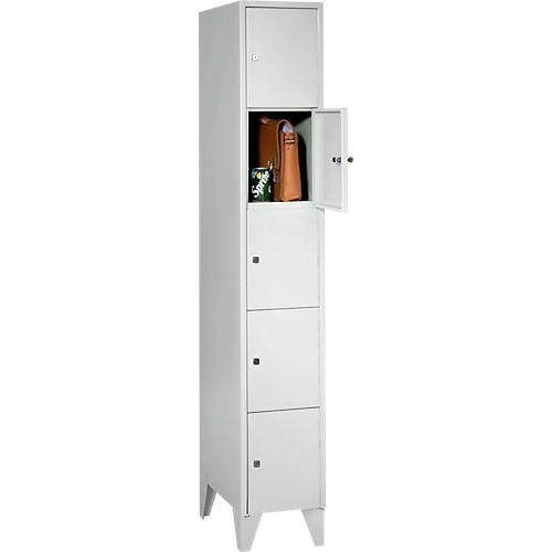 Wertfachschrank, mit Stollenfüße, Fächeranzahl 5, Fachbreite 300 mm, Sicherheitszylinderschloss, lichtgrau
