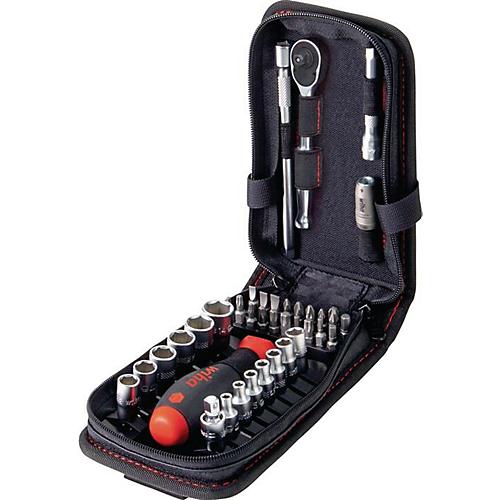 WIHA Bit-/Steckschlüsselset 44684, 39-tlg., Schlitz/PH/PZD/T/K, zähharte Bits, Funktionstasche mit Gürtelclip
