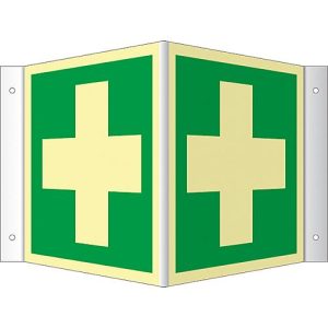 Winkelschild mit Erste Hilfe-Symbol