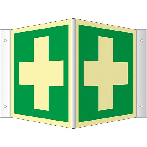 Winkelschild mit Erste Hilfe-Symbol