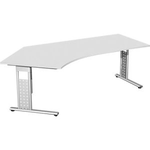 Winkelschreibtisch 135° ALICANTE, C-Fuß, Ansatz links, B 2166 x T 800 x H 680-820 mm, lichtgrau Winkelschreibtisch 135° ALICANTE, C-Fuß, Ansatz links, B 2166 x T 800 x H 680-820 mm, lichtgrau