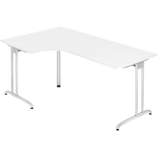 Winkelschreibtisch 90° TARA, C-Fuß, Rechteck, B 2000 mm, weiß