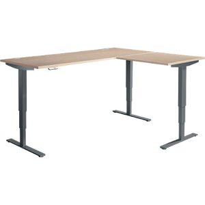 Winkelschreibtisch AERO FLEX, elektrisch höhenverstellbar, 90° Winkel, T-Fuß, B 2000 x T 1600 mm, Eiche/anthrazit + Memorypanel Winkelschreibtisch AERO FLEX, elektrisch höhenverstellbar, 90° Winkel, T-Fuß, B 2000 x T 1600 mm, Eiche/anthrazit + Memorypanel