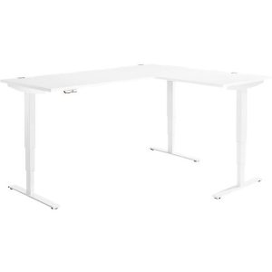 Winkelschreibtisch AERO FLEX, elektrisch höhenverstellbar, 90° Winkel, T-Fuß, B 2000 x T 1600 mm, weiß/weiß + Memorypanel Winkelschreibtisch AERO FLEX, elektrisch höhenverstellbar, 90° Winkel, T-Fuß, B 2000 x T 1600 mm, weiß/weiß + Memorypanel