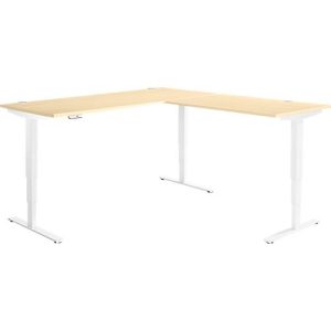 Winkelschreibtisch AERO FLEX, elektrisch höhenverstellbar, 90° Winkel, T-Fuß, B 2000 x T 2000 mm, Ahorn/weiß + Memorypanel Winkelschreibtisch AERO FLEX, elektrisch höhenverstellbar, 90° Winkel, T-Fuß, B 2000 x T 2000 mm, Ahorn/weiß + Memorypanel