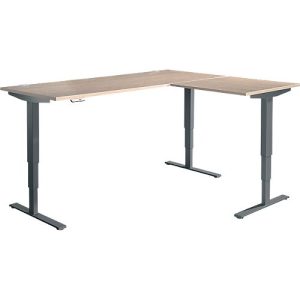 Winkelschreibtisch AERO FLEX, elektrisch höhenverstellbar, 90° Winkel, T-Fuß, B 2000 x T 2400 mm, Eiche/anthrazit + Memorypanel Winkelschreibtisch AERO FLEX, elektrisch höhenverstellbar, 90° Winkel, T-Fuß, B 2000 x T 2400 mm, Eiche/anthrazit + Memorypanel