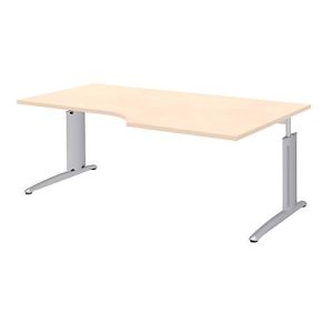 Winkelschreibtisch BARI, 90°, Form A, Winkel rechts, C-Fuß, B 2000 x T 1000 mm, Ahorn-Dekor