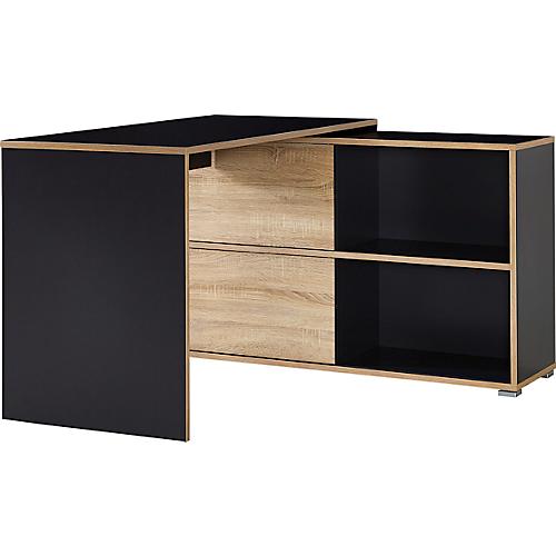 Winkelschreibtisch mit Sideboard, B 1200 x T 1200 x H 760 mm, Sonoma Eiche/Anthrazit