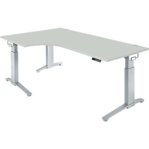 Winkelschreibtisch PLANOVA ERGOSTYLE, elektr. höhenverstellbar, 90° Winkel links, B 2000 x H 715-1182 mm, lichtgrau/weißalu + Memory Master Winkelschreibtisch PLANOVA ERGOSTYLE, elektr. höhenverstellbar, 90° Winkel links, B 2000 x H 715-1182 mm, lichtgrau/weißalu + Memory Master