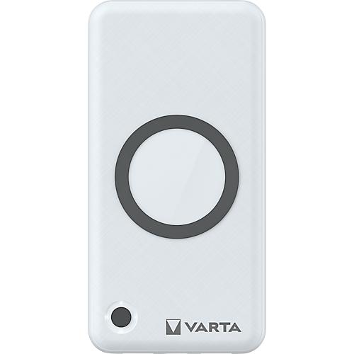 Wireless Powerbank Varta, Kabelloses Laden & Laden mit Kabel, Ladestandsanzeige, Li-Polymer-Batterie, B 100 x T 31 x H 195 mm, weiß