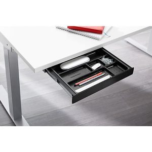 Zubehörschublade , mit Kunststoffeinsatz, B 404 x T 244 x H 42 mm, Stahl beschichtet, schwarz