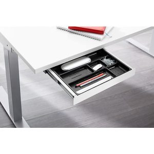 Zubehörschublade , mit Kunststoffeinsatz, B 404 x T 244 x H 42 mm, Stahl beschichtet, weiß Zubehörschublade , mit Kunststoffeinsatz, B 404 x T 244 x H 42 mm, Stahl beschichtet, weiß