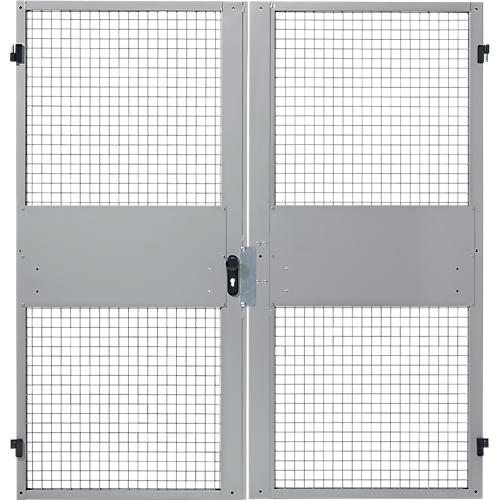 Zweiflügeltüren, für Gittertrennwandsystem, B 2000 x H 2070 mm, hellsilber