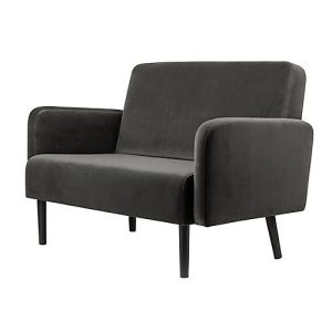 Zweisitzer Sofa easyChair® by Paperflow LISBOA, Samtbezug anthrazit, Fußgestell schwarz, B 1240 x T 815 x H 830 mm Zweisitzer Sofa easyChair® by Paperflow LISBOA, Samtbezug anthrazit, Fußgestell schwarz, B 1240 x T 815 x H 830 mm